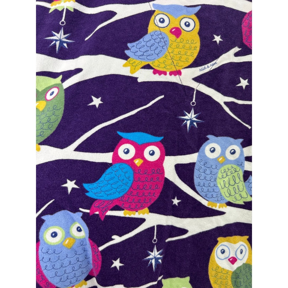 Nick & Nora Nightgown Sleep shirt L Purple Owl Print whimsical kitschy Sleepwear - Picture 6 of 11
